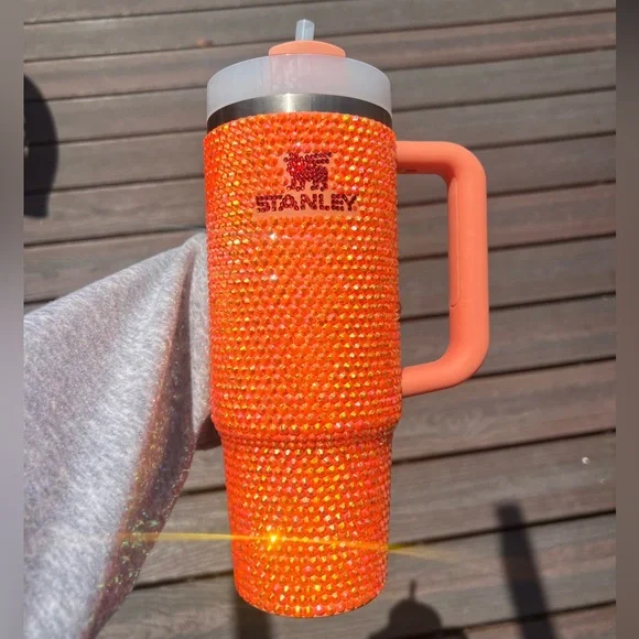 30oz ORANGE Bedazzled Bling Stanley Tumbler - Picture 3 of 4